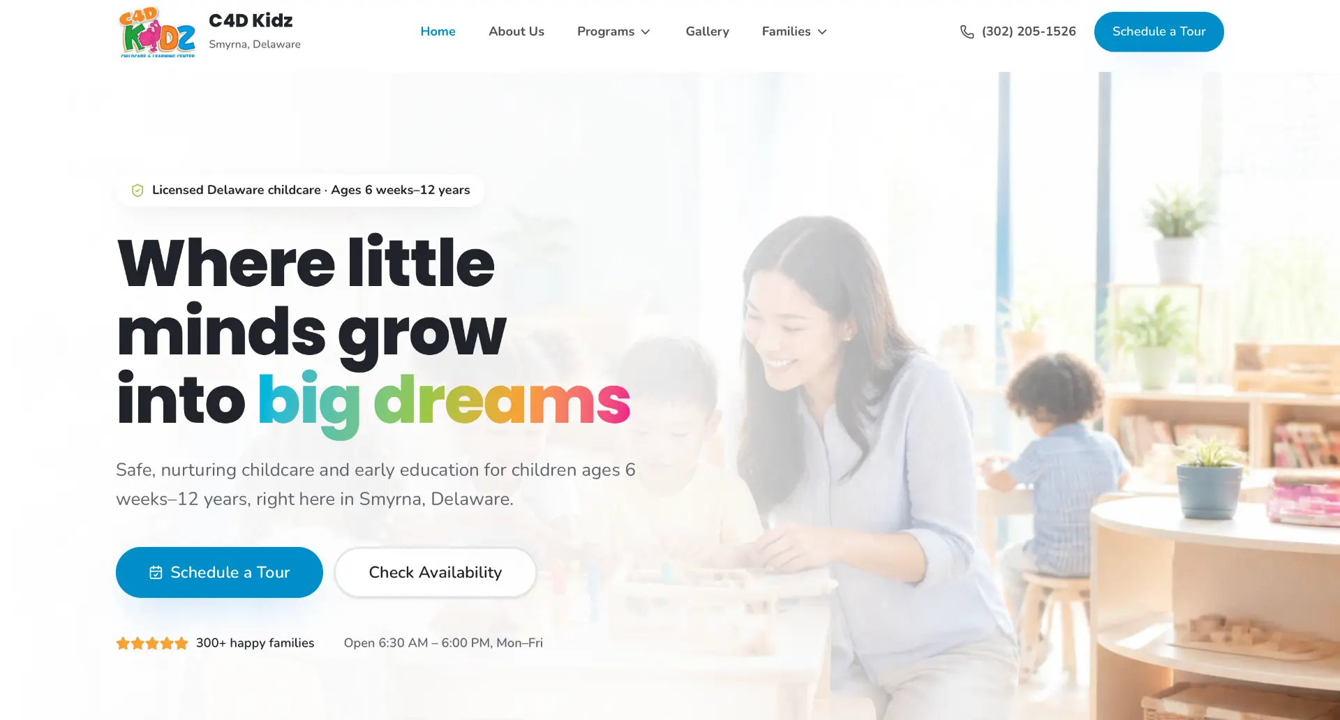Demo website concept for a childcare and learning center