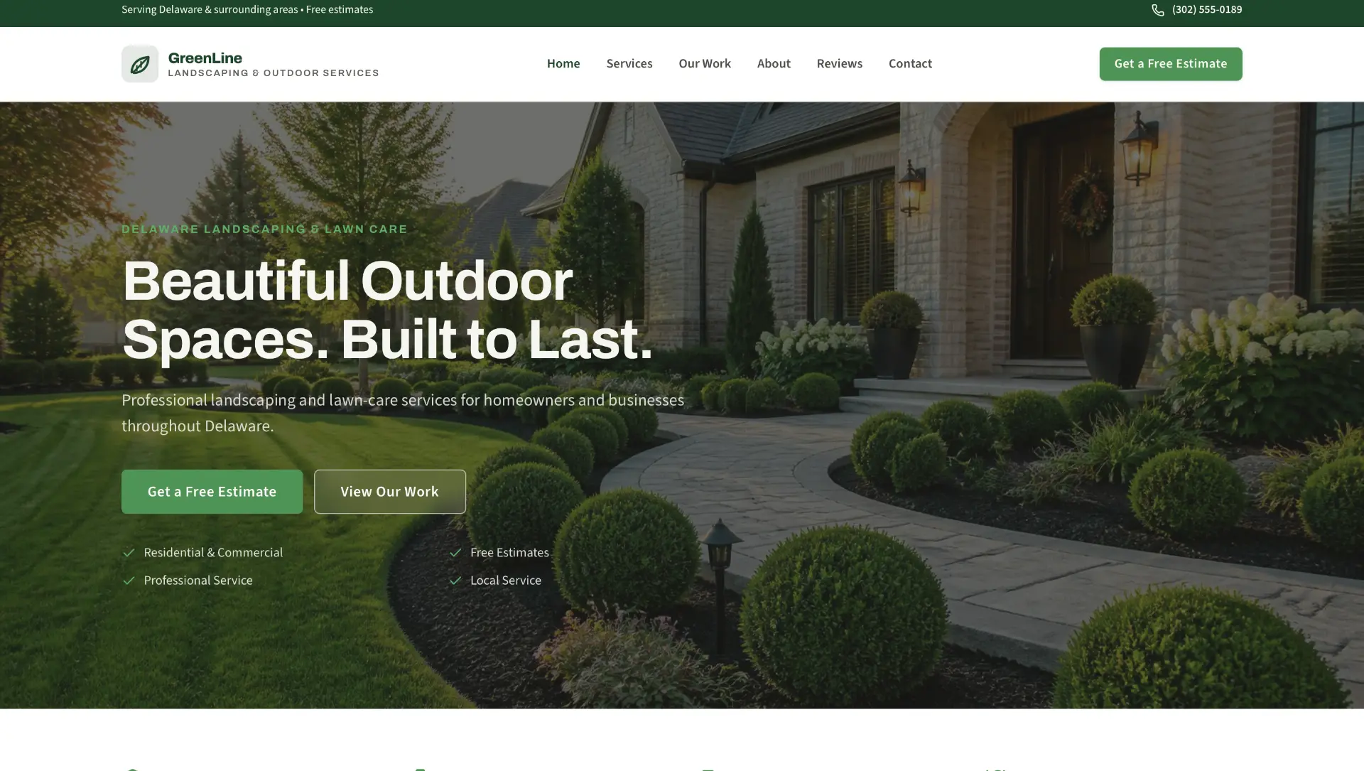 Demo website concept for a landscaping and outdoor services company